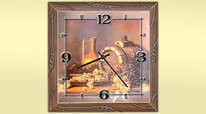 wall clock with picture barrel and grape