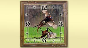 wall clock pheasants fighting