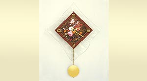 wall clock with pendulum, roses motive